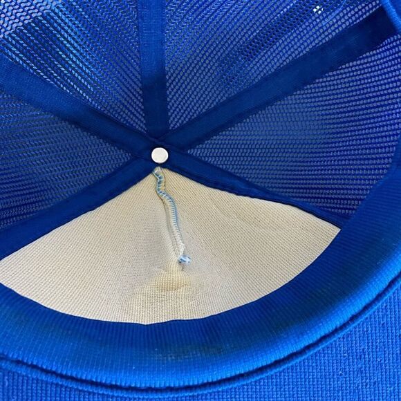 Vintage 80s Hanes Baby Blue Spray Paint Mesh Snapback Hat Cap - Picture 8 of 9